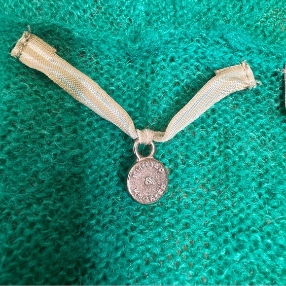 Anthropologie Knitted & Knotted XS Kelly Green Knit Top Sweater Wool Mohair - Picture 3 of 7